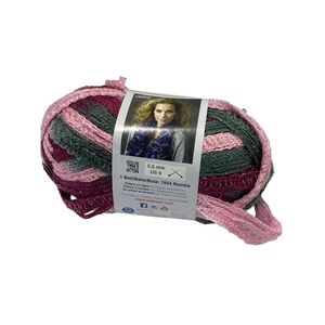 Coats & Clark Rumba Yarn Super Bulky 6 Ballet Pink Green Metallic 1 Ball